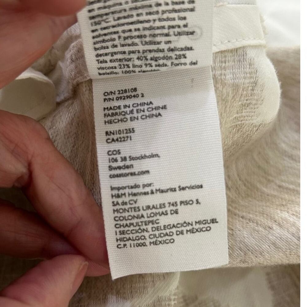 COS Dress 6 White Cotton Blend Oversized VNeck Lagenlook Pockets Minimalist - Picture 8 of 8